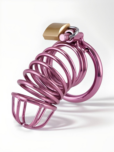 Heavy Metal Chastity Cage in Purple, Ergonomic & Waterproof Design For Ultimate Comfort